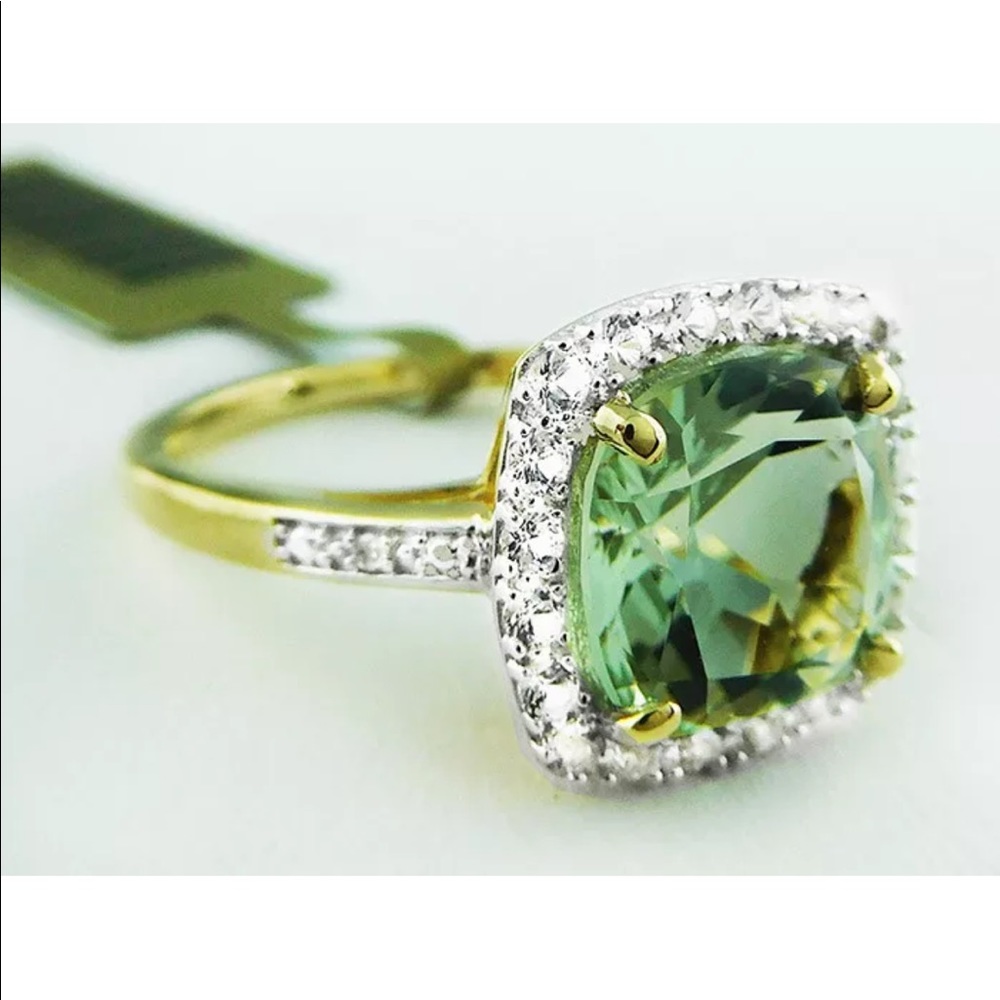 3.76ctw Genuine Peridot & White Sapphire 10K - Picture 5 of 8